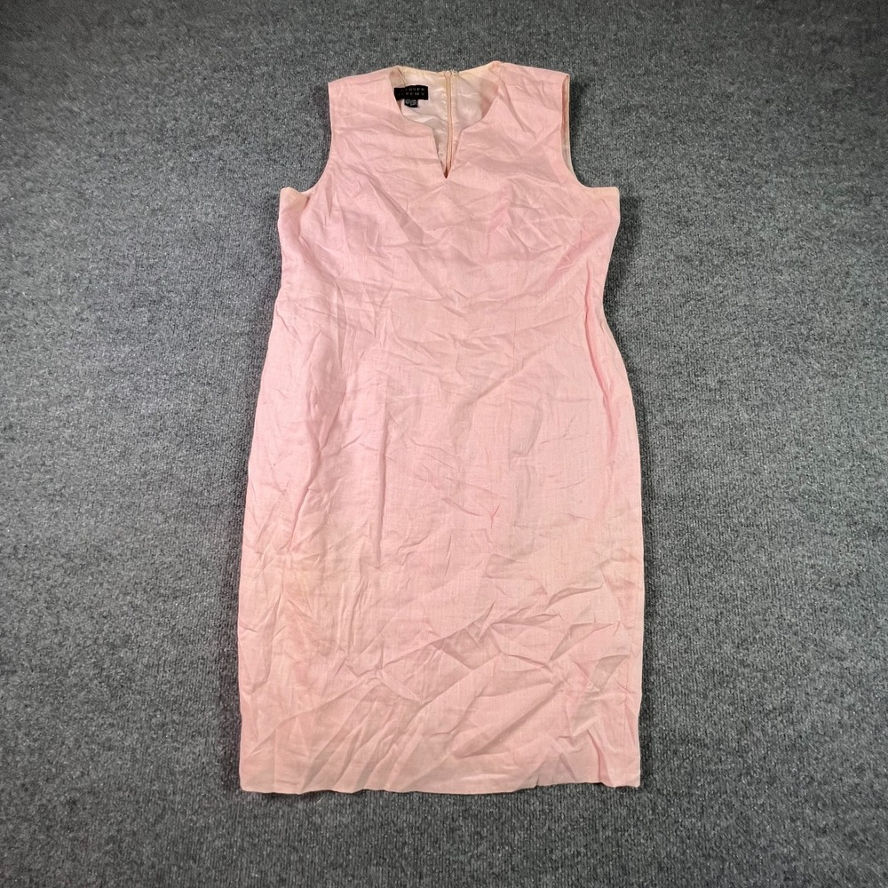 Spenser Jeremy Pink Linen Sheath Dress Womens 12 Sleeveless Cocktail Wedding
